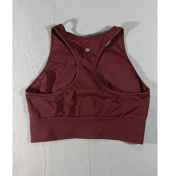 Lululemon Burgundy Sports Bra Longline Racerback Medium Support Yoga Running S/M - Picture 4 of 4